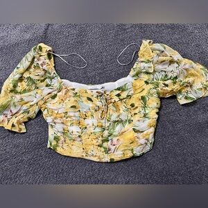 VICI Yellow and Green Floral Blouse
